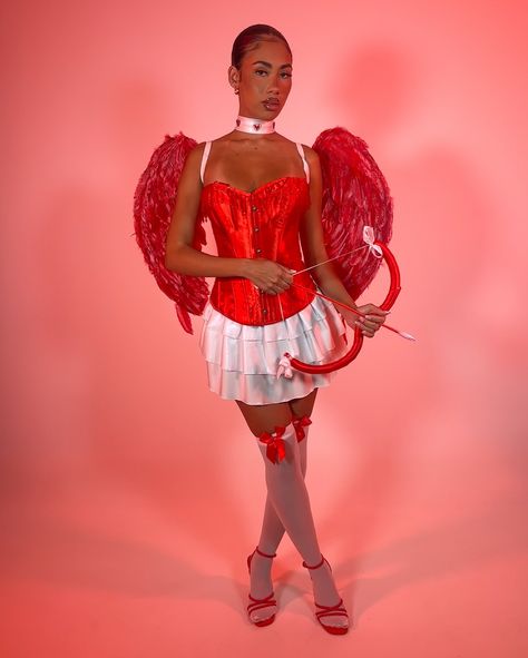 Halloween + Cupid = Perfect Match ❤️ TOMORROW 6 BST - Subtropic Halloween. #cupid #halloween #halloweencostume #halloweeninspo #cupidcostume #halloweenoutfit Halloween Costume Black Women, Costume Black Women, Cupid Halloween Costume, Cupid Halloween, Cupid Costume, Halloween Costume Black, Costume College, Halloween Inspo, Women Hairstyles