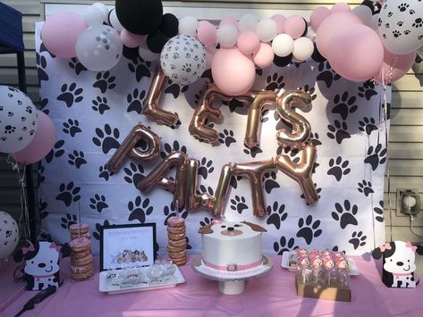 Puppy Birthday Centerpiece, 2nd Dog Birthday, Dalmation Themed Birthday Party, Puppy Birthday Party Cake, Pawty Dog Party Decorations, Puppy Pawty 2nd Birthday, Puppy 2nd Birthday Party Girl, Dog Themed 2nd Birthday Party, Pawty Dog Party Girl