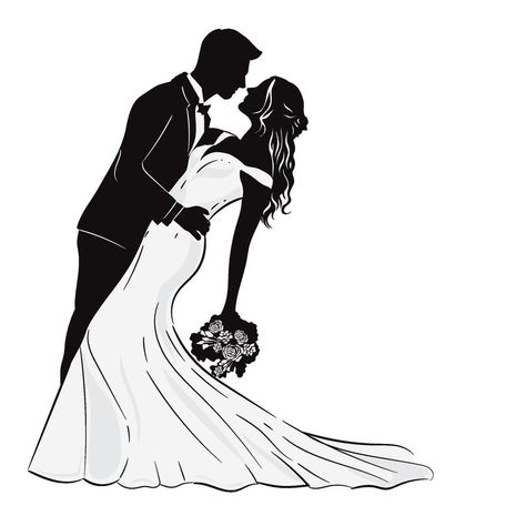 Silhouette of bride and groom for background Couple Illustration Wedding, Bride Silhouette, Bride And Groom Silhouette, Wedding Invitation Vector, Wedding Icon, Bride Pictures, Gatefold Cards, Couple Silhouette