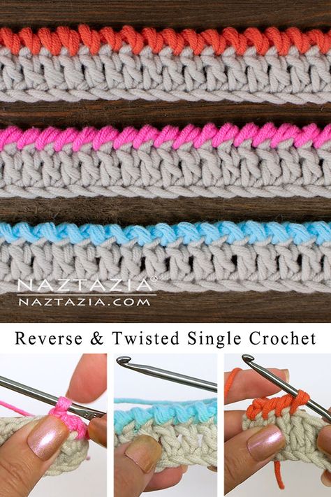 Reverse Single Crochet Edging and More - Naztazia ® Crochet Edge For Sweater, Crochet Neckline Edging, Tunisian Crochet Borders, Border Stitches Crochet, Blanket Edging Crochet, Crochet Edges And Borders, Crochet Borders And Edges Free Pattern, Crochet Edging And Borders, Crochet Edging Patterns Free