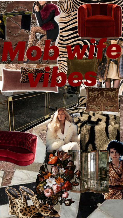 Starting with mosaic tile in the back ground. Bedding, furniture, pillows, fashion all mixed together to create a vibe or a room. Mafia Wife Aesthetic Outfits, Beige Fur Coat, Mafia Wives, Brown Fur Coat, Wife Style, Birthday Ideas For Her, The Mob, Bachelorette Themes, Elegant Black Dress