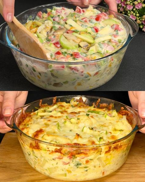 Cauliflower and Vegetable Bake with Sour Cream and Cheese Cheesy Sides, Vege Bake, Veg Bake, Side Veggies, Vege Dishes, Vegetable Bake Recipes, Cauliflower Vegetable, Cauliflower Bake, Vegetable Bake