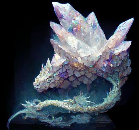 Crystal Dragon - Digital Fantasy art co-created with AI. Like this art? Follow on instagram @aicharactersart. Geode Character Design, Crystal Dragon Art, Crystal Creature, Dnd Beasts, Dragon Fantasy Art, Dragon Poster, Dragon Crystal, Stone Dragon, Dragon Wall Art