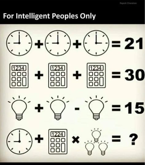 Clock Calculator Bulb Puzzle | For Intelligent Peoples Only - with Answer - Forward Junction Puzzles Math Puzzles Brain Teasers, Logic Puzzles Brain Teasers, Fun Puzzles Brain Teasers, Math Riddles Brain Teasers, Brain Math, Logic Math, Math Quizzes, Math Logic Puzzles, Mind Puzzles