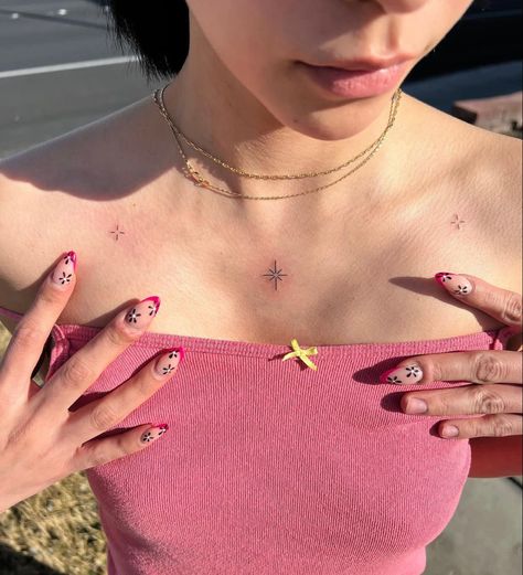 Sharpie Tattoos, Collar Bone Tattoo, Subtle Tattoos, Symbolic Tattoos, Star Tattoos, Simplistic Tattoos, Chest Tattoo, Piercing Tattoo, Get A Tattoo