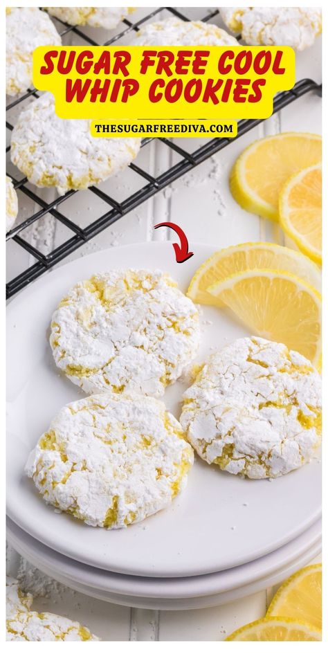 Sugar Free Cool Whip (Crinkle) Cookies Recipe, 2 net carbs! Keto Kool Whip Recipes, Sugar Free Oatmeal Cream Pies, Ww Recipes Desserts, Easy Desserts For Diabetics, Desert For Diabetics, Sugar Free Christmas Desserts Easy, Sugar Free Almond Flour Cookies, Lower Sugar Desserts, Cool Whip Keto Dessert