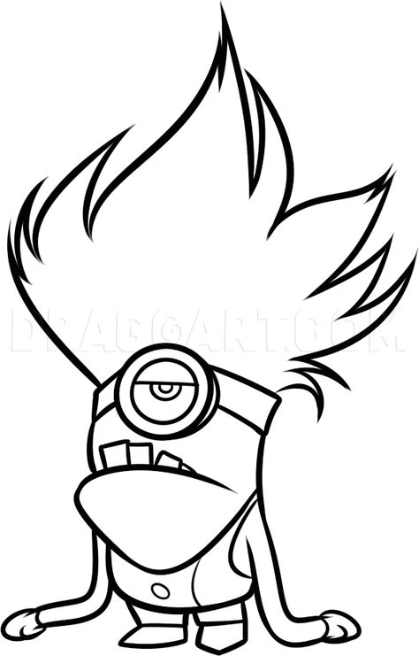 Minion Illustration Art, Minions Black And White, Despicable Me Drawings, Minions Drawing, Minion Sketch, Minion Painting, Minion Drawing, Easy People Drawings, Cinderella Coloring Pages