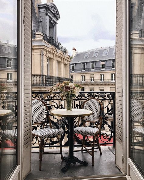 Paris Hotel Balcony, Parisian Balcony Aesthetic, Hotel Balcony Aesthetic, European Balcony Aesthetic, Paris Balcony Aesthetic, Paris Aesthetic Apartment, Farmhouse Bedroom Accent Wall, Parisian Terrace, French Apartment Aesthetic