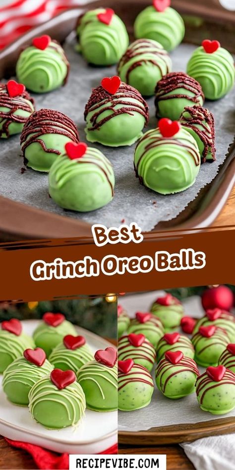 Craving a unique dessert that embodies the spirit of Christmas? These Grinch Oreo Balls are a whimsical and tasty choice for your holiday gatherings! Don’t forget to save this recipe for a festive treat that will be loved by both kids and adults alike! Christmas Sweets Easy, Christmas Cake Balls, Christmas Snacks Easy, Oreo Balls Recipe, Christmas Desserts Kids, Christmas Cookies Kids, Christmas Desserts Party, Xmas Desserts, Oreo Balls