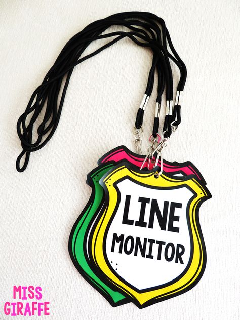 Line monitor is one of my favorite classroom jobs - click to read about it! Classroom Jobs Display Preschool, Class Monitor Badges, Pre K Jobs Classroom Helpers, Pre K Classroom Jobs, Preschool Job Chart Ideas, Line Leader Ideas, Prek Classroom Jobs, Job Boards For Classroom, Class Helpers Chart Classroom Jobs