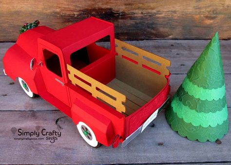 Vintage Red Truck with Christmas Tree – Simply Crafty SVGs Pickup Trucks Camping, Cricut Patterns, Truck Crafts, Jeep Pickup Truck, Silhouette Patterns, Red Truck Decor, Pickup Truck Accessories, Truck Decor, Tool Tips