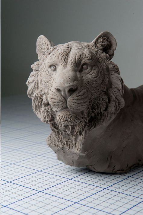 Tiger in Clay by IgorGosling Panther Art, Lion Art, Clay Animals, Ceramic Animals, Animal Projects, Animal Sketches, Animal Heads, Sculpture Clay, Clay Sculpture