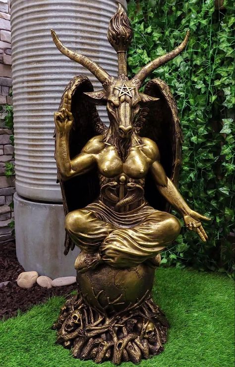 Baphomet Statue, Goat Of Mendes, Fantasy Wizard, Bronze Patina, Crushed Stone, The Uncanny, Bronze Statue, Faux Stone, Collectible Figurines