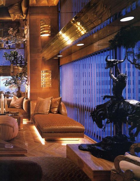 Print: | Architectural Digest Archive 80 Interior Design, Miami Vice Interior Design, Dark 80s Aesthetic Room, 80s Luxury Interior Design, 80s House Decor, Architectural Digest 70s 80s, 80s Penthouse Apartment, Architectural Digest 1980s, Penthouse Decor