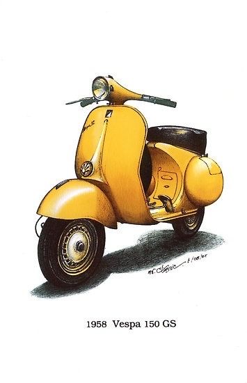 Vespa Drawing, Scooter Drawing, Vespa Illustration, Pink Scooter, Scooters Vespa, Vespa 150, Vintage Vespa, Vespa Lambretta, Vespa Vintage