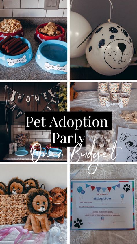 Dog Adoption Party Birthday, Puppy Kitten Birthday Party, Pet Adoption Party Ideas, Dog Adoption Birthday Party, Dog Birthday Party Activities, Adopt A Pet Birthday Party Ideas, Humane Society Birthday Party, Adopt A Pet Birthday Party, Adopt A Puppy Birthday Party