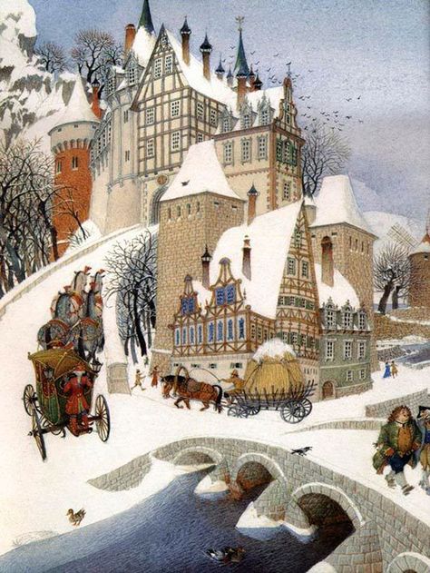 1000+ images about amazing illustrations on Pinterest Gennady Spirin, 동화 삽화, Winter Illustration, Snow Scenes, Winter Art, Naive Art, Childrens Art, Children's Book Illustration, Whimsical Art