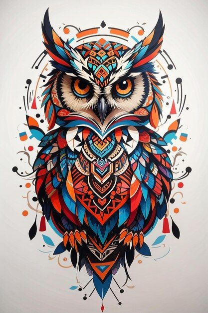 Colorful Owl Drawing, Zentangle Animals Art, Colorful Owl Art, Geometric Owl Tattoo, Owl Paintings, Owl Drawing, Cute Owls Wallpaper, Owl Tattoo Design, Owl Wallpaper