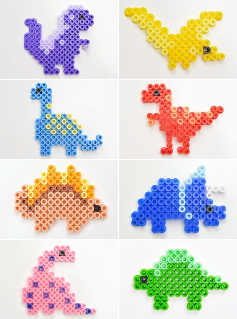 Dinosaur Iron Beads, Hama Bead Dinosaur, Pearler Bead Dino, Big City Greens Perler Beads, Dinosaur Fuse Beads, Dinosaur Melty Beads, Pearler Bead Patterns Dinosaur, Peeler Bead Dinosaur, Dinosaur Kandi Pattern