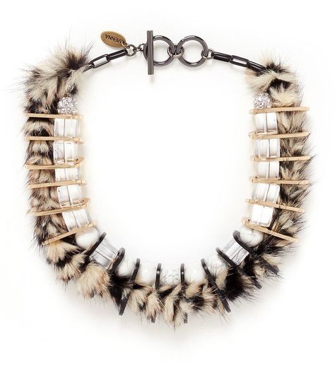 Pin for Later: You Won't Want to Pack Away Your Summer Dresses When You See Kate Beckinsale in This   Venna Faux Fur Chain Link Necklace ($575) Fur Necklace, Metallic Necklace, Choker Jewelry, Lock Necklace, Jewelry Chain, Kate Beckinsale, Necklace Fashion, Beaded Choker Necklace, Jewelry Choker