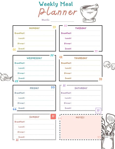 Weekly Meal Planner, Meal Planner Template, Meal Planner Journal Ideas, Semaglutide Recipes, Menu Planning Printable Free, Meal Plan Design, Daily Food Plan, 1 Week Meal Plan, Food Planner Template, Meal Diary, Weekly Food Planner