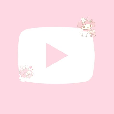 Kawaii Youtube Icon, My Melody Wallpaper Ipad, My Melody Icons For Apps, Youtube Pink Icon, Cute Youtube Icons, Youtube Widget, Pink Youtube Icon, App Icons Youtube, Youtube App Icon