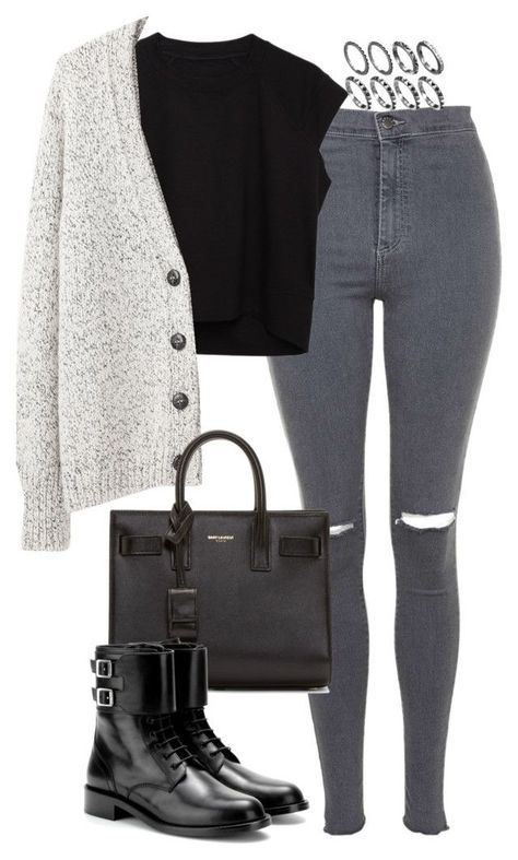 "Untitled #4853" by eleanorsclosettt ❤️ liked on Polyvore featuring Topshop, MM6 Maison Margiela, Vanessa Bruno AthÃ©️️ and Yves Saint Laurent Girls Winter Fashion, Fishtail Parka, Jeans Outfit Fall, Outfit Street, Fashion Teenage Girls, Outfit Jeans, Outfits Black, Looks Black, Outfit Trends