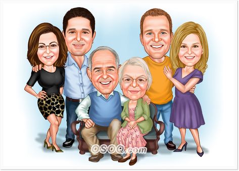 Family Cartoon Portraits Family Drawing 5 Members, Family Picture Cartoon, Caricature Examples, Caricature Gifts, Wedding Caricature, Kids Cartoon Characters, Personalized Caricature, Adventure Time Characters, Caricature Sketch