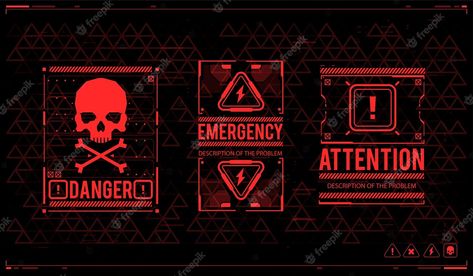 Premium Vector | Caution futuristic skifi ui design elements in modern technology style warning and alert attention signs conceptual layout with hud elements lettering with futuristic user interface elements Human Skull Drawing, Vector Poster Design, Futuristic Hud, Hud Elements, Skull Icon, Ui Design Elements, Cyborgs Art, Vector Poster, Geometry Design