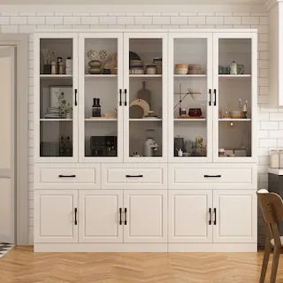 Kitchen & Pantry Storage - Overstock Freestanding Kitchen Storage, Cabinet Glass Doors, Modular Cabinets, Bookcase With Glass Doors, Display Bookcase, Wooden Storage Cabinet, Dining Cabinet, Cabinet Glass, Kitchen Pantry Storage