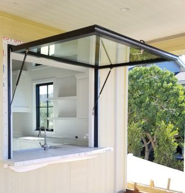 Hydraulic Awning Windows USA | THRUVUE™ by OPTVUE™ | La Jolla, CA Patch Kitchen Pass Through Window, Kitchen Pass Through, Pass Through Window, Balkon Decor, Awning Windows, Window Bars, Modern Factory, Basement Floor, Supermarket Design