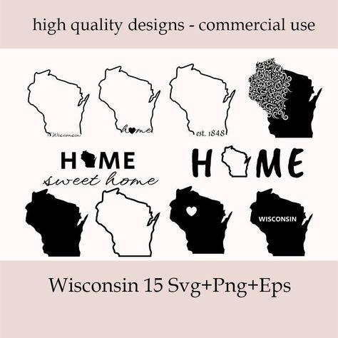 Wisconsin Outline Tattoo, Wisconsin Outline, Line Hand Drawing, Wisconsin State, Svg Silhouette, State Map, Star Designs, Layers Design, Cut Design