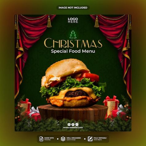 Premium Psd Freepik, Christmas Special Food, Christmas Menu Design, Christmas Social Media, Christmas Poster Design, Post Template Design, Creative Advertising Design, Christmas Flyer, Holiday Recipes Christmas