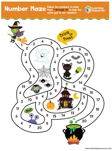 Math Mazes Free Printable, Halloween Maze Printable Free, Number Maze Worksheets, Maze Worksheet For Kindergarten, Maze Worksheets For Kids, Number Maze 1-20, Free Maze Printables, Number Maze, Maze Printable