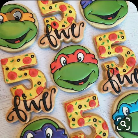 Tmnt Cookies, Ninja Turtle Cookies, Ninja Turtle Birthday Cake, Outdoors Tattoos, Ninja Turtle Theme, Mutant Ninja Turtles Party, Karate Birthday, Tattoos Celebrities, Turtle Birthday Parties