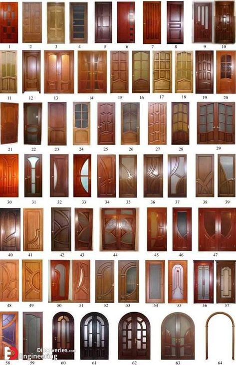 35 Most Beautiful Wooden Door Design Shapes - Engineering Discoveries Pintu Ganda, Wooden Glass Door, Pintu Interior, Modern Wooden Doors, Single Door Design, House Main Door Design, Door Design Photos, Front Door Design Wood, Wooden Front Door Design