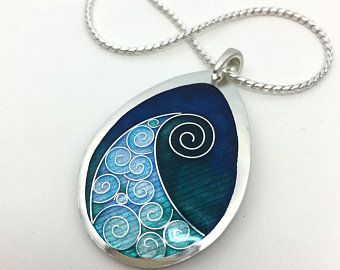 Diy Resin Earrings, Enameling Jewelry, Cloisonne Enamel Jewelry, Wave Pendant, Cloisonne Jewelry, Wilmington North Carolina, Wrist Jewelry, Enamel Necklaces, Cloisonne Enamel