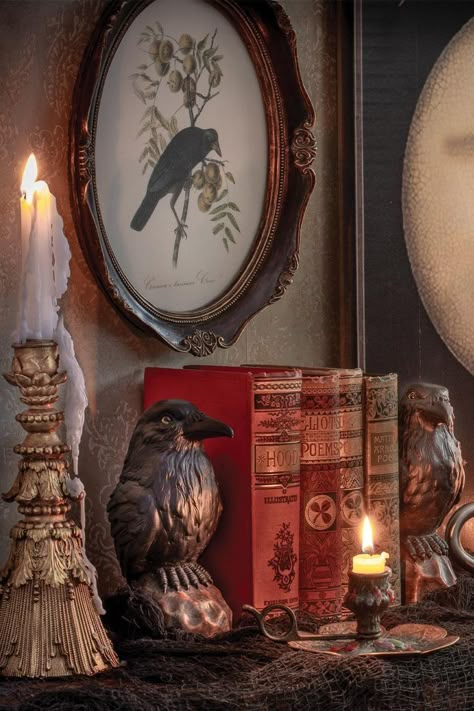 Witchy Cottage, Dark Academia Room Ideas, Magical Autumn, Dark Homes, Happy Halloweenie, Craft Halloween, Moody Decor, Moody Interiors, Dark Academia Decor