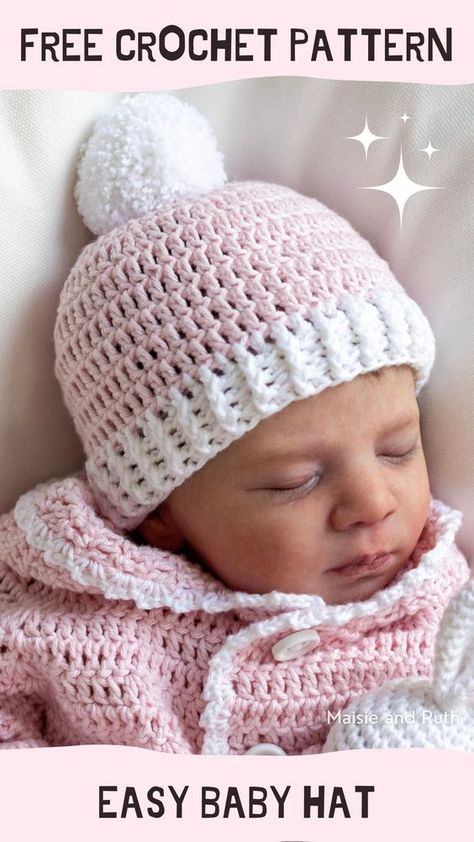 In this detailed video tutorial, you will learn how to crochet a charming baby hat featuring a contrasting-colored ribbed border (a FREE written pattern is also available). This delightful two toned beanie adds a touch of flair and style to your little one's outfit. The tutorial will guide you through the step-by-step process of creating the hat, so it's a suitable project for beginners also. Get ready to crochet a precious and cozy hat that will keep your little one looking adorable and feeling warm! Crochet Newborn Hat Free Pattern, Newborn Crochet Hat Pattern, Cap Design Ideas, Easy Crochet Baby Hat, Crochet Baby Hats Free Pattern, Preterm Baby, Crochet Baby Cap, Baby Hat Free Pattern, Crochet Newborn Hat