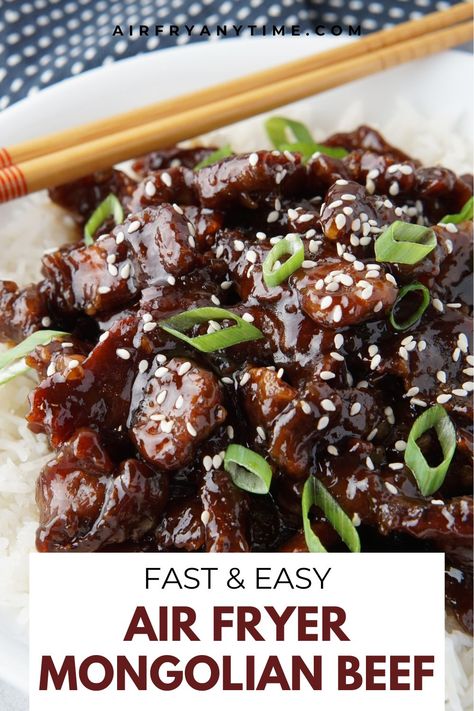 Air Fryer Mongolian Beef Beef Air Fryer, Air Fryer Recipes Beef, Summertime Meals, Mongolian Beef Recipe, Ginger Beef, Mongolian Beef Recipes, Chicken Snacks, Oil Making, Beef Strips