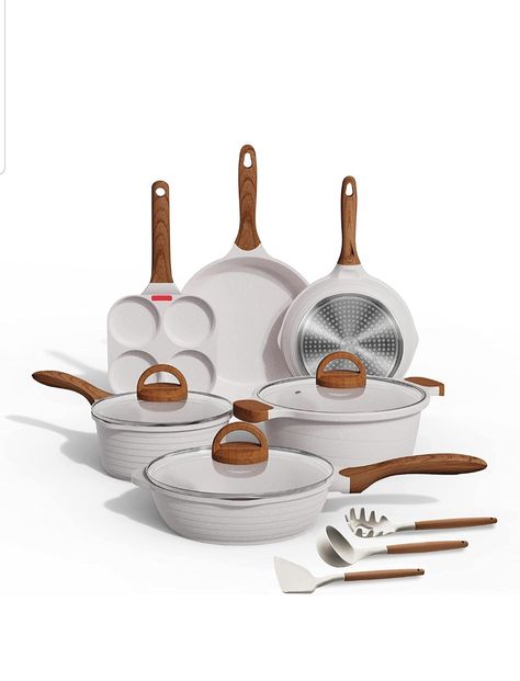 JEETEE Pots and Pans Set Nonstick White Granite Induction Cookware Sets 12 Pieces w/Frying Pan, Saucepan, Sauté Pan, Egg Pan, Cooking Pots, PFOA Free (12pcs, White Granite) Cooking Pots And Pans, Egg Pan, Kitchen Pans, Kitchen Cookware Sets, Professional Cooking, Induction Cookware, Stoneware Dinnerware Sets, Frying Pans, Pots And Pans Sets