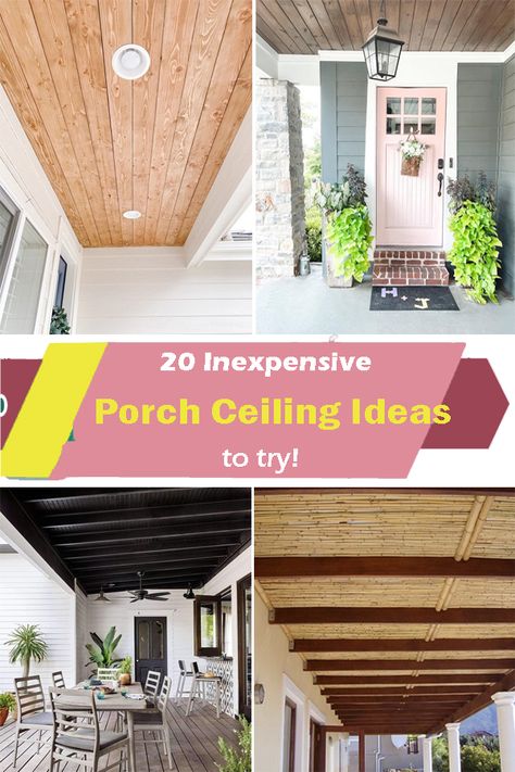 Veranda Ceiling Ideas, Front Porch Wood Ceiling Diy, Cabana Ceiling Ideas, Inexpensive Porch Ceiling Ideas, Back Porch Wood Ceiling, Cypress Porch Ceiling, Beadboard Patio Ceiling, Patio Cover Ceiling Ideas, Bungalow Ceiling Ideas