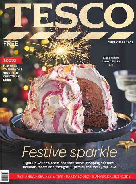 Tesco magazine - Christmas 2021 by Tesco magazine - Issuu Tesco Recipes, Dessert Magazine Cover, Tesco Real Food Recipes, Tesco Christmas, Holiday Magazine Covers, Tesco Food Products, Winter Baking, Baked Alaska, Christmas Food Dinner