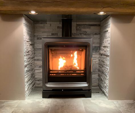 Fire And Tv Wall, Oak Beam Fireplace, Beam Fireplace, Log Burner Living Room, Wood Burning Stoves, Log Burner, Lounge Design, Wood Burner, Wood Burning Stove