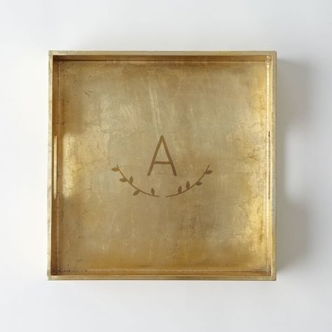 Pin for Later: The Best Last-Minute Gifts Under $150 Monogram Tray West Elm Monogram Square Tray ($34) Gold Tray, Gold Home Decor, Ottoman Tray, The Letter A, Square Tray, Decoration Inspiration, Wood Tray, Letter A, West Elm