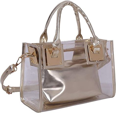 As an Amazon Associate I earn from qualifying purchases. Clear Beach Bag, Jelly Purse, Clear Handbags, Clear Purses, Jelly Bag, Gold Handbags, Satchel Handbag, Gold Shoes, Clear Bags