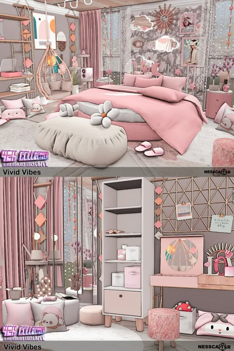 ROOM with CC ▶️ Vivid Vibes is a bedroom made especially for the Y2K collection for TSR. ✨Have fun!✅BASE GAME + CC from TSR ✌️Click on the post and download✔️ THX❤️  #ts4builds #sims4 #sims4builds #sims4home #sims4builds #sims4buildsideas #ShowUsYourBuilds #thesims4 #Sims4 #sims4game #ts4 #sims4houses #sims4cc #sims4interior #ts4cc #thesims4 #ts4house #simshousedesign #sims4rooms #simsbuilds #simsbuild #sims4cc #ccfinds #s4 #s4cc The Sims 4 Twins Bedroom, Sims 4 Pink Room Cc, Sims 4 Cc Standing Mirror, Sims Cc Furniture Aesthetic, Sims 4 Cc Furniture Bedrooms Functional, Sims 4 Home Decor Cc Free, Sims 4 Cute Bedroom, Oasis Springs House Sims 4 Floor Plan, Sims 4cc Bedroom