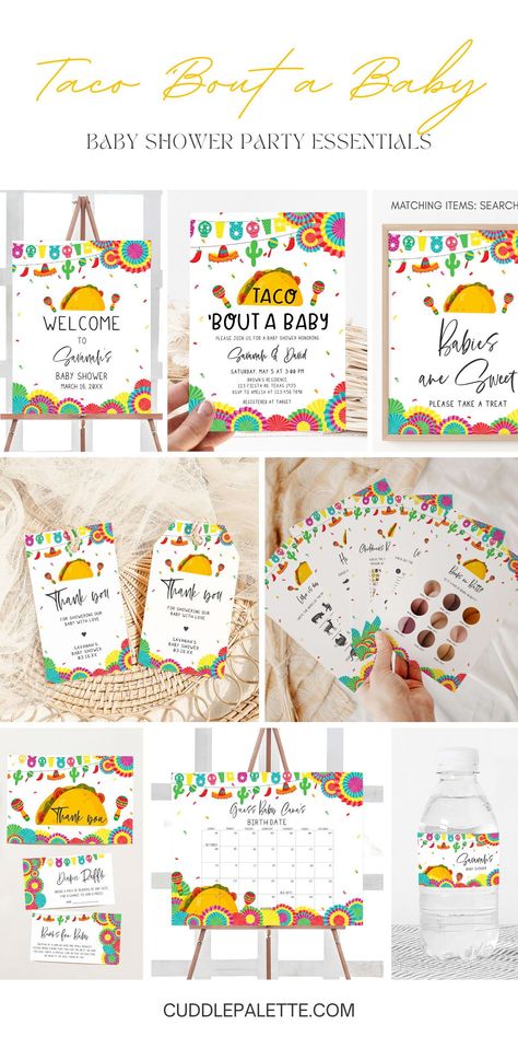 Looking for the perfect fiesta baby shower theme? Worry no more! Explore our Taco Bout A Baby Baby Shower Party Essentials that includes baby shower invitations, party decors, and games. Click through and start planning! Taco Bout Baby Shower Ideas, Mexican Theme Baby Shower Ideas For Boy, Taco Bar Baby Shower Ideas, Taco About A Baby Shower Decorations, Taco Themed Baby Shower Ideas, Taco Baby Shower Ideas, Taco Bout A Baby Shower Ideas, Taco About A Baby, Mexican Theme Baby Shower