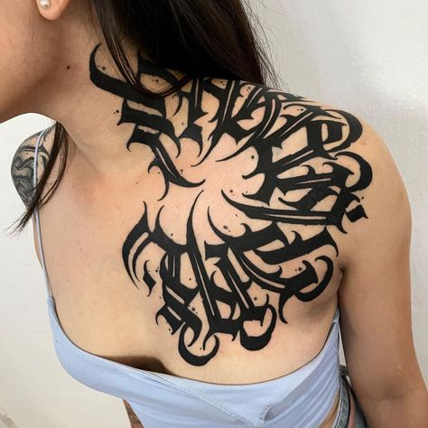 Curse Ideas, Blackletter Tattoo, Dark Tattoo Designs, Dark Calligraphy, Dark Lettering Tattoo, Black Philip, Handstyle Graffiti, Acab Tattoo, Dark Lettering