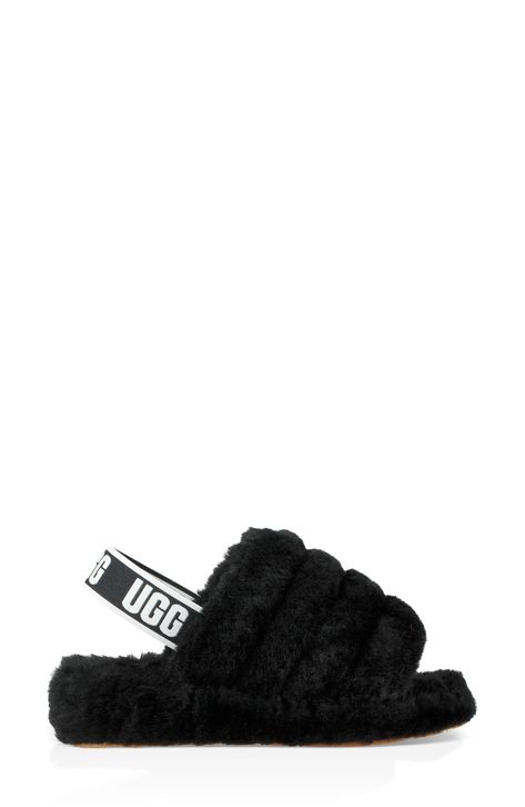 EUR 92.85 | Fluff Yeah Genuine Shearling Slide Slipper #fluff #yeah #genuine #shearling Ugg Fluff Yeah Slides Outfit, Ugg Fluff Yeah Slides, Uggs Slippers, Ugg Slipper, Cute Uggs, Fluff Yeah Slide, Ugg Slides, Fluffy Shoes, Slides Outfit